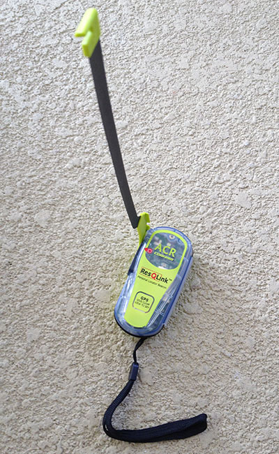 The ACR ResQLink+ PLB with its antenna deployed and ready for use